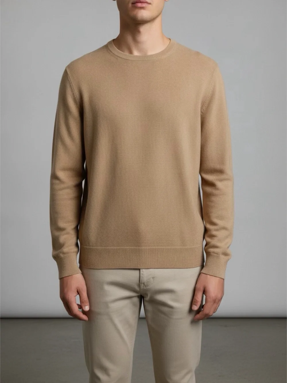 J. Crew New Men's All Cotton Crewneck Sweater in beige Sz M
